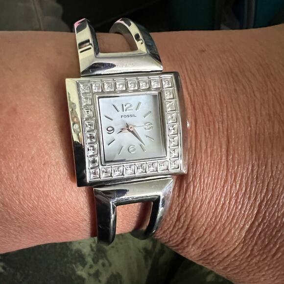 Fossil rhinestones square face watch with links - Picture 1 of 2